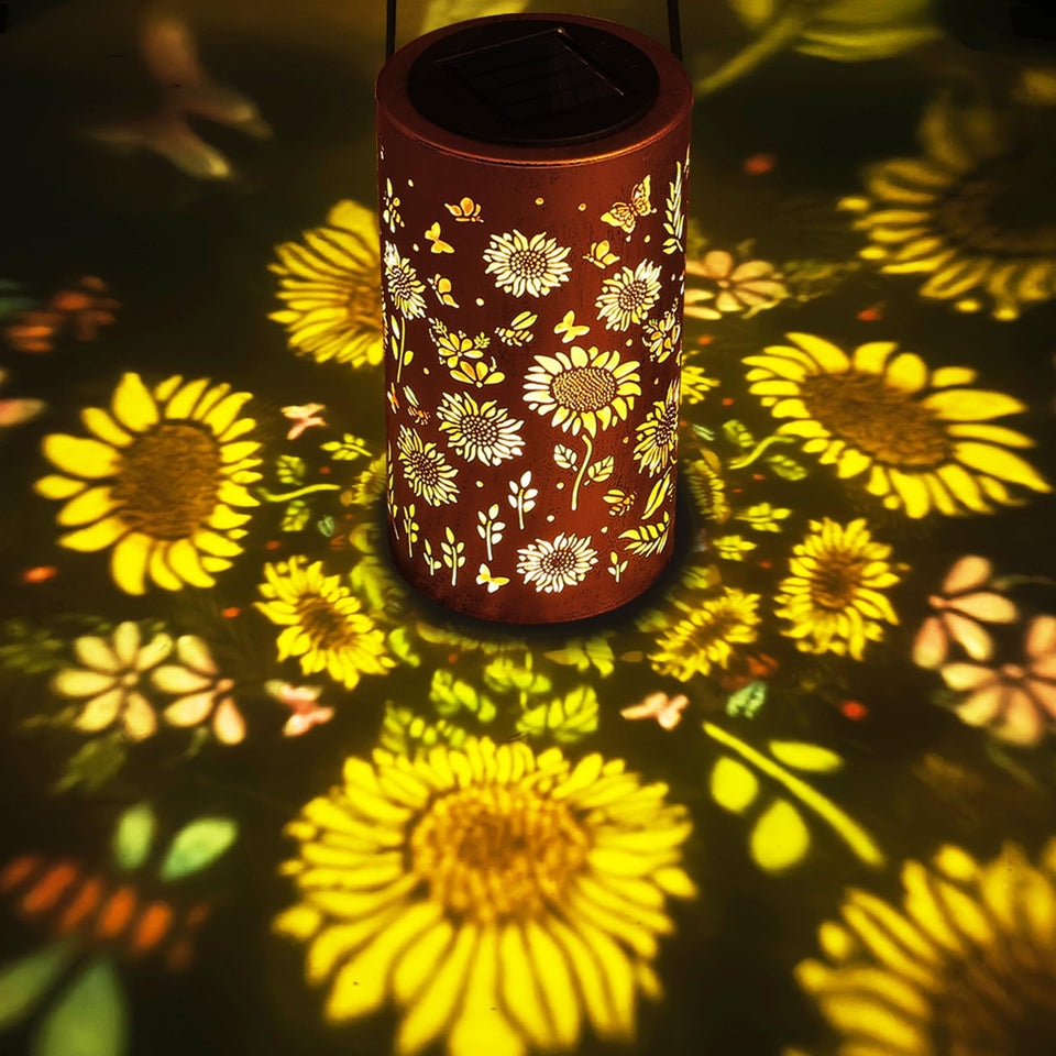 ZKLiLi sunflower solar lantern garden glow adds warm outdoor ambiance.
