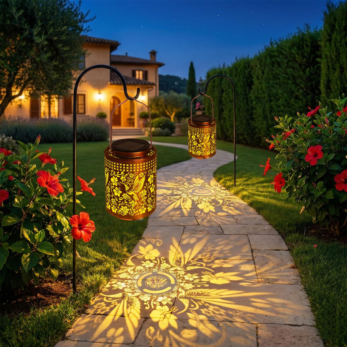 ZKLiLi yard patio solar hummingbird lantern enhances outdoor nights.