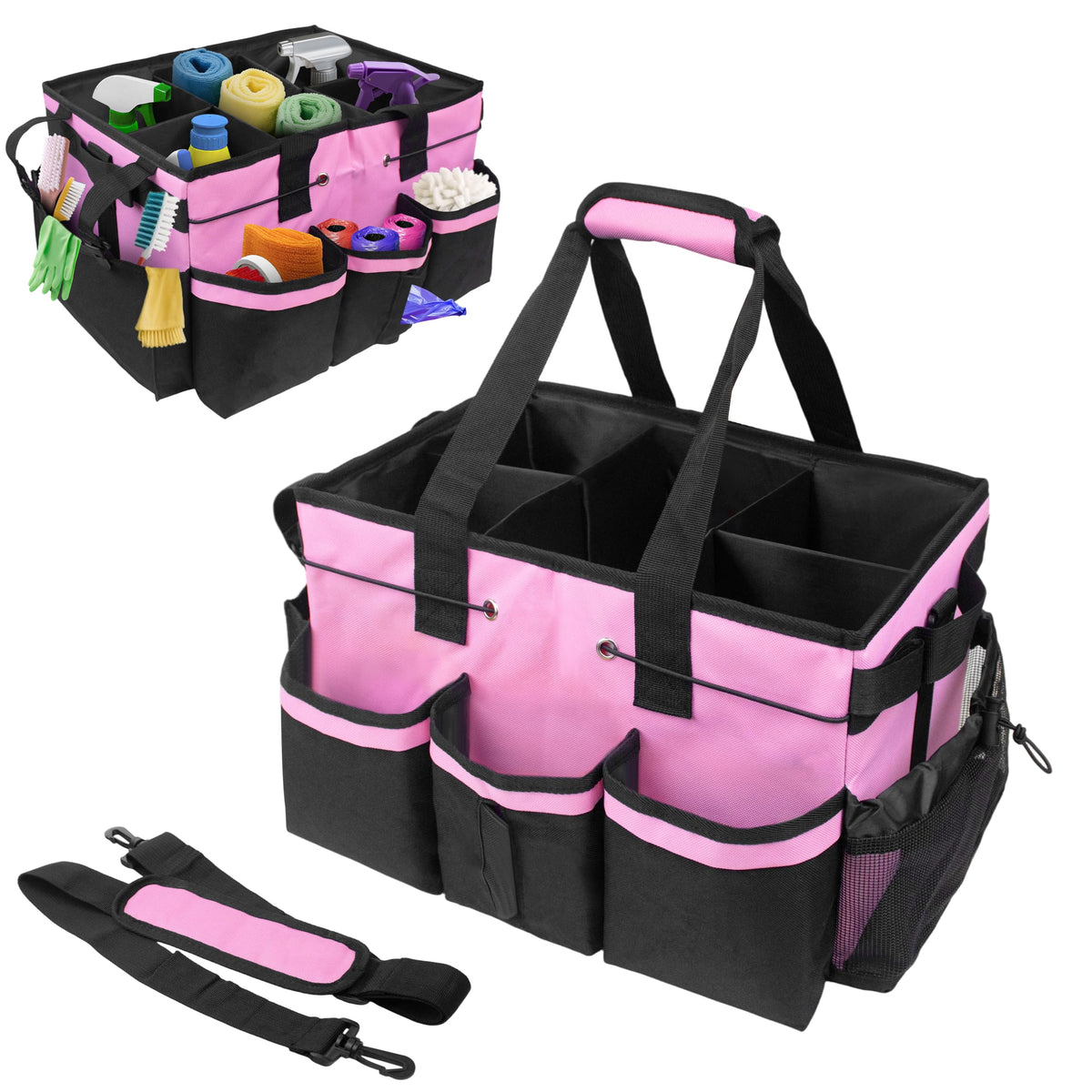 ZKOO cleaning caddy pink exterior for quick access during busy cleaning sessions