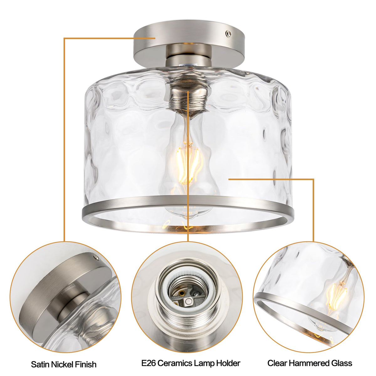 Zlepmlla clear hammered glass entryway light creates inviting hallway patterns.