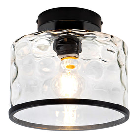 Zlepmlla glass ceiling light with hammered shade and matte black finish for modern spaces.