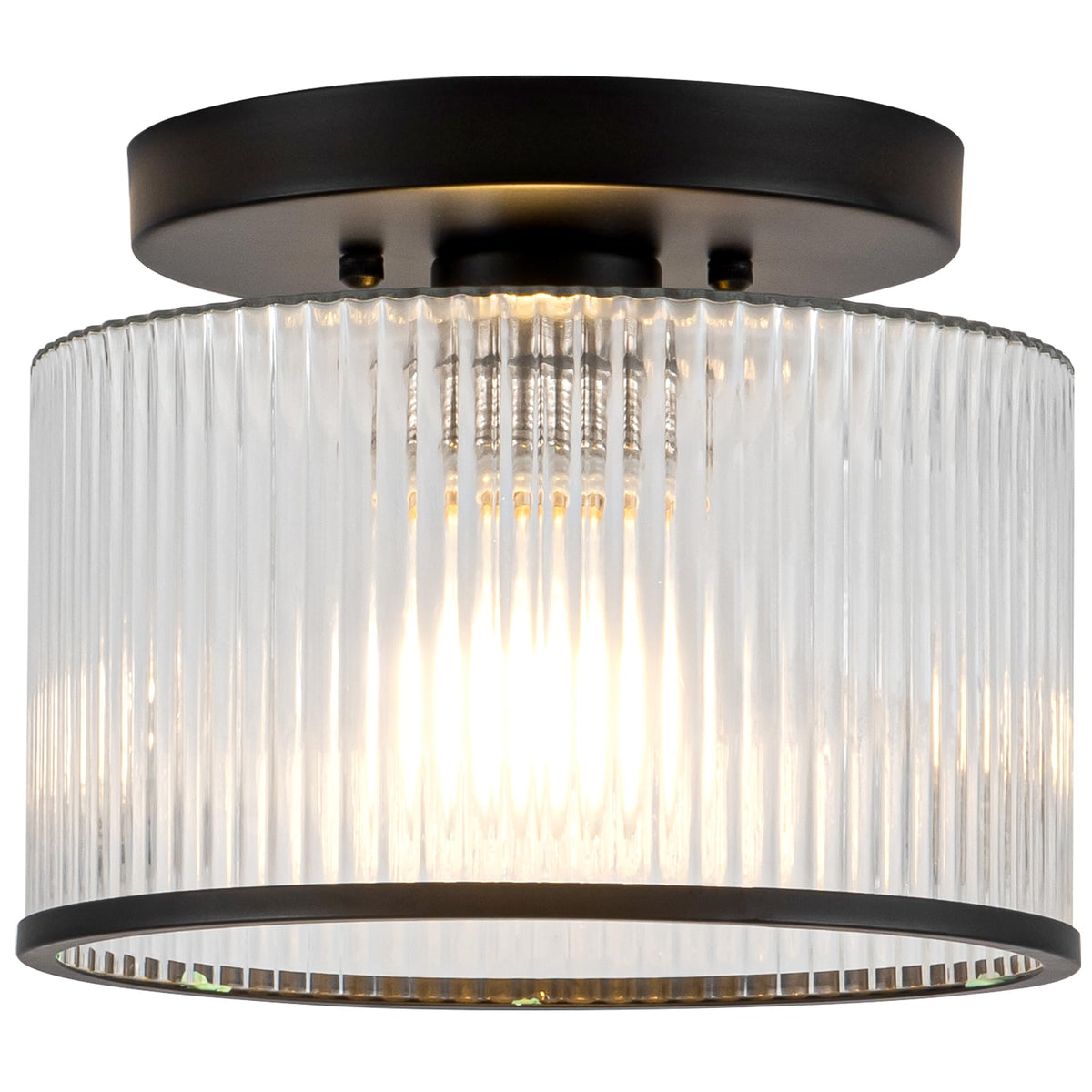 Zlepmlla Glass Ceiling Light with clear ribbed glass for a warm, diffused glow.