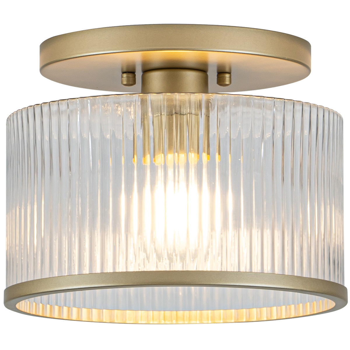 Zlepmlla glass ceiling light with ribbed shade diffuses warm glow.
