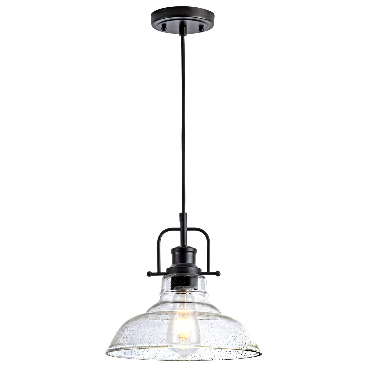 Zlepmlla glass pendant light with seeded shade enhances hallway ambiance