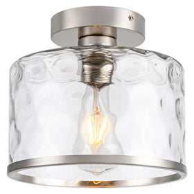 Zlepmlla modern semi-flush with hammered glass lampshade for warm ambient lighting.