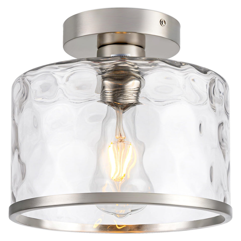 Zlepmlla modern semi-flush with hammered glass lampshade for warm ambient lighting.