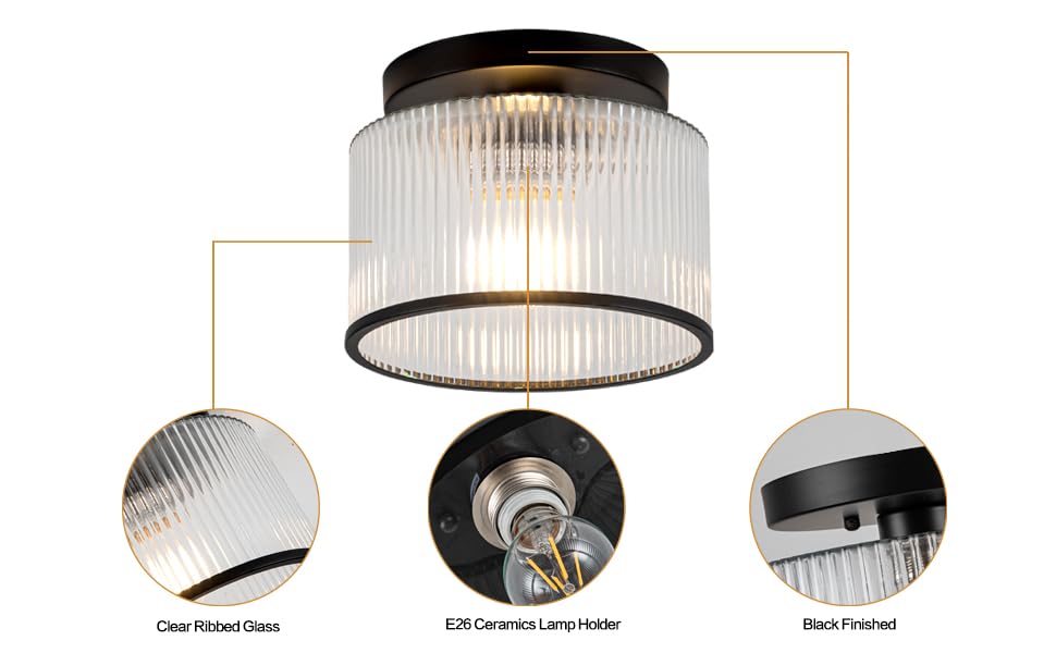 Zlepmlla Ribbed-glass shade diffuses light softly for inviting ambiance.