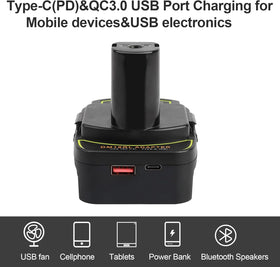 ZLWAWAOL DM18RL top port powers Ryobi 18V tools.
