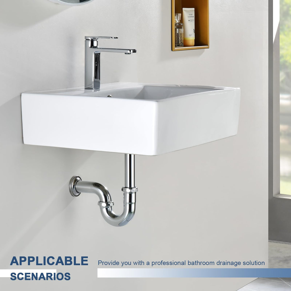 ZM Brass P-Trap supports 1-1/2 inch or 1-1/4 inch inlets for flexibility.