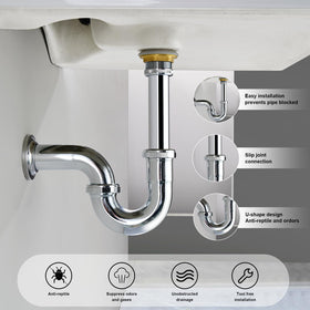 ZM Brass P-Trap with slip joint connection for secure, tool-free setup.