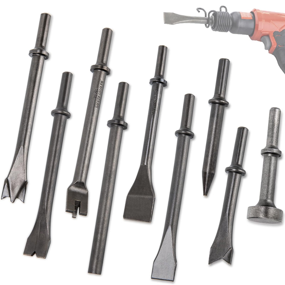 ZMCYNG air hammer bits set, chisel collection for masonry demolition and material removal.