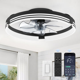 ZMISHIBO 20-inch low-profile fan with light for compact bedrooms