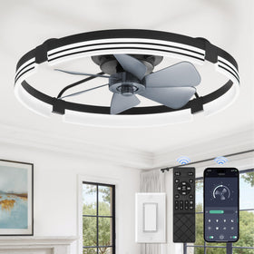 ZMISHIBO 24in low-profile ceiling fan with light remote for effortless control.