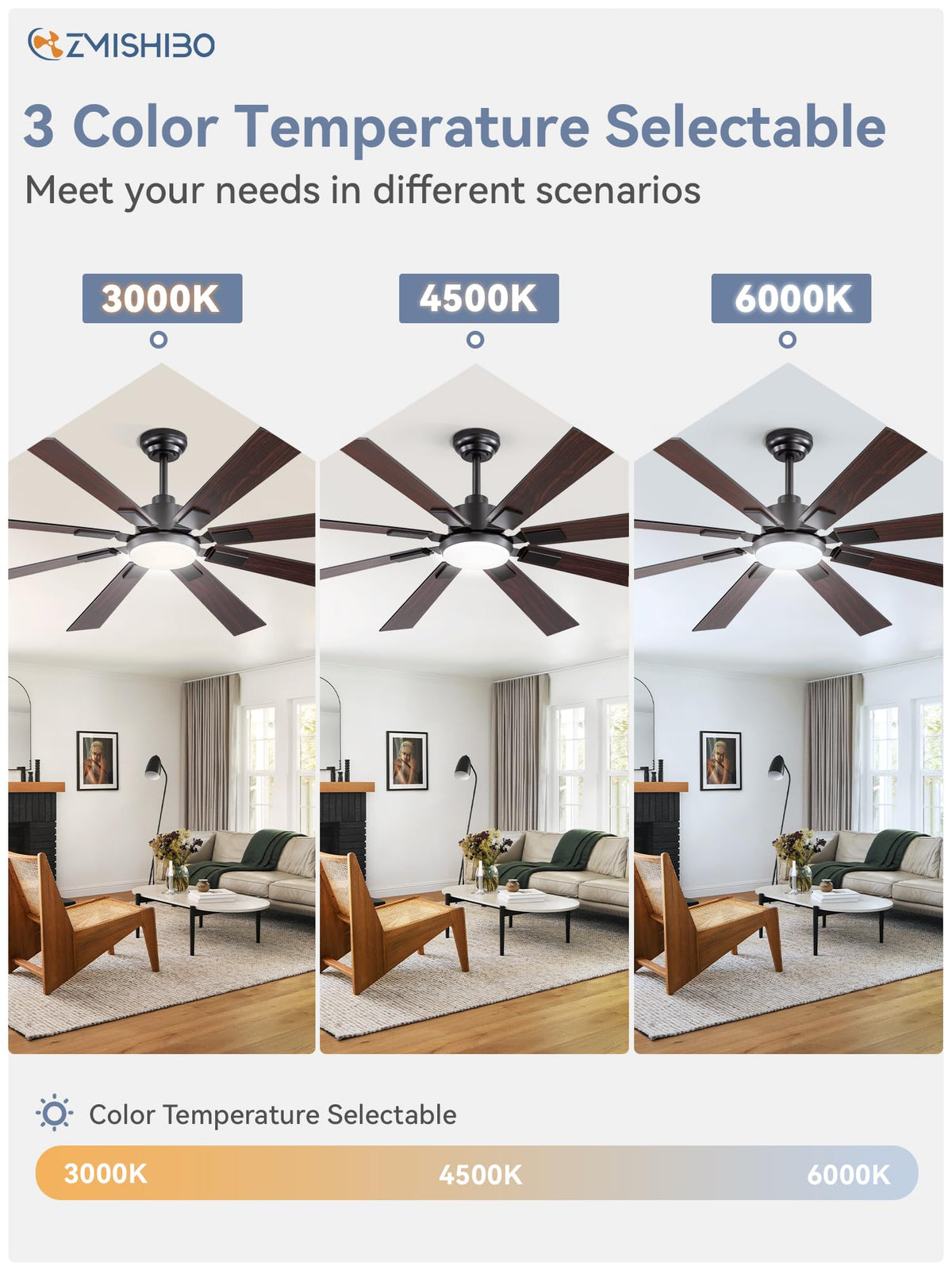 ZMISHIBO three color temperatures for adjustable ambiance