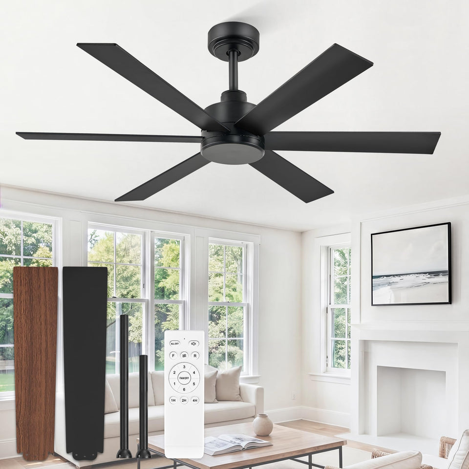 ZMISHIBO 48-inch ceiling fan with six blades delivers smoother, more natural airflow.