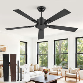 ZMISHIBO 52-inch ceiling fan remote no-light for clean lines and airflow