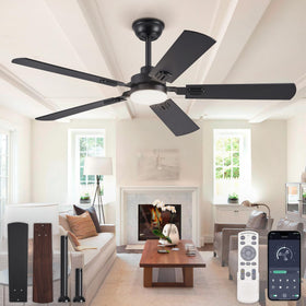 ZMISHIBO 52-inch ceiling fan with LED light for cooling and ambient lighting.