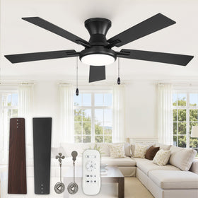 ZMISHIBO 52-inch ceiling fan with light front view, dimmable LED for ambience.