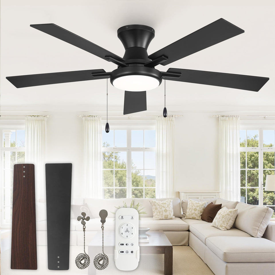 ZMISHIBO 52-inch ceiling fan with light front view, dimmable LED for ambience.