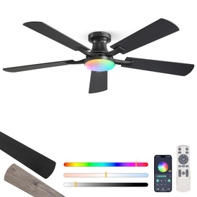 ZMISHIBO 52-inch RGB ceiling fan with light for vivid ambient cooling