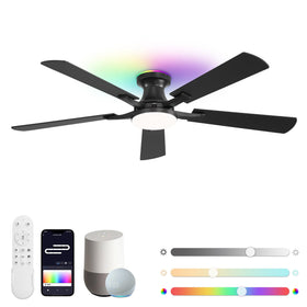 ZMISHIBO 52-inch smart ceiling fan with RGB light for versatile ambience.