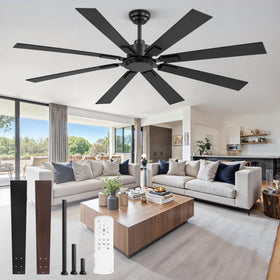 ZMISHIBO 65-inch no-light ceiling fan with remote for large rooms.