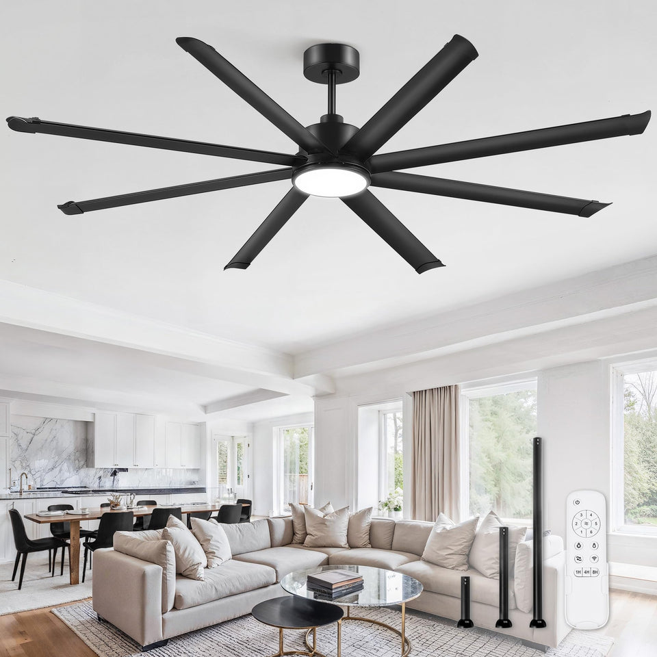 ZMISHIBO 84-inch fan with lights, wide blades for broad room cooling.