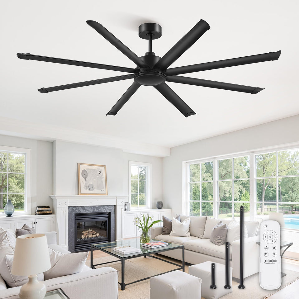 ZMISHIBO 84 inch industrial ceiling fan no light with expansive airflow for large rooms