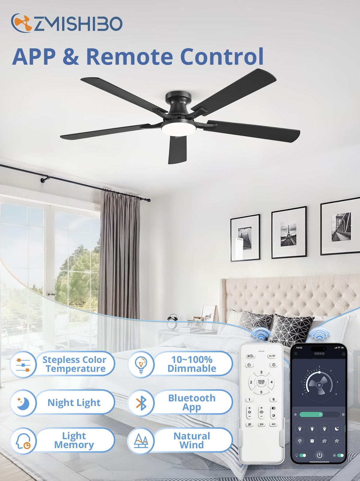 ZMISHIBO app and remote control for easy operation.