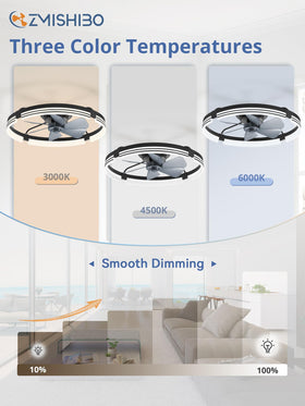 ZMISHIBO ceiling fan with Bluetooth app control for smartphone access.