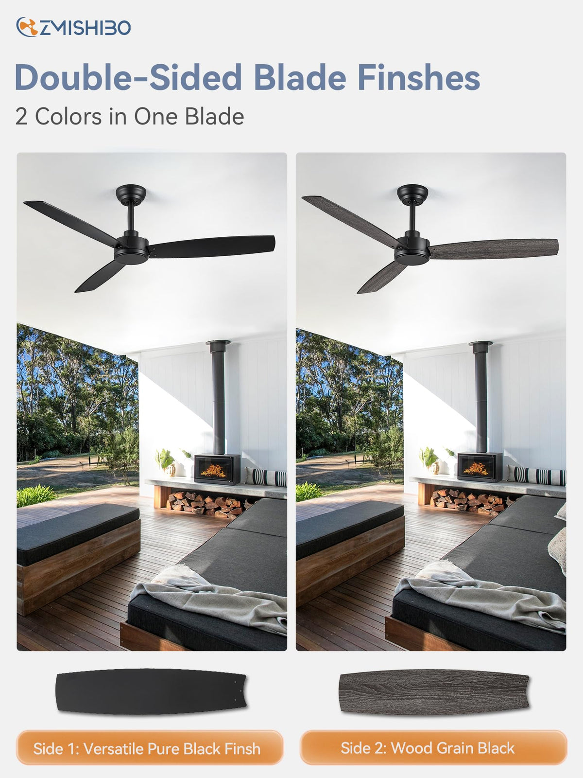 ZMISHIBO dual-color blades offer flexible styling for modern or farmhouse interiors.