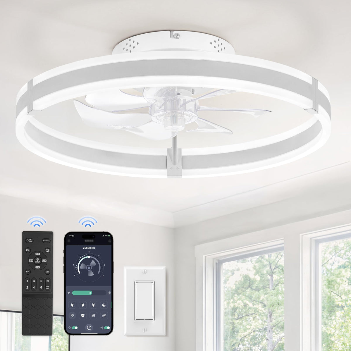 ZMISHIBO ceiling fan with remote offers sleek flush mount for bedrooms