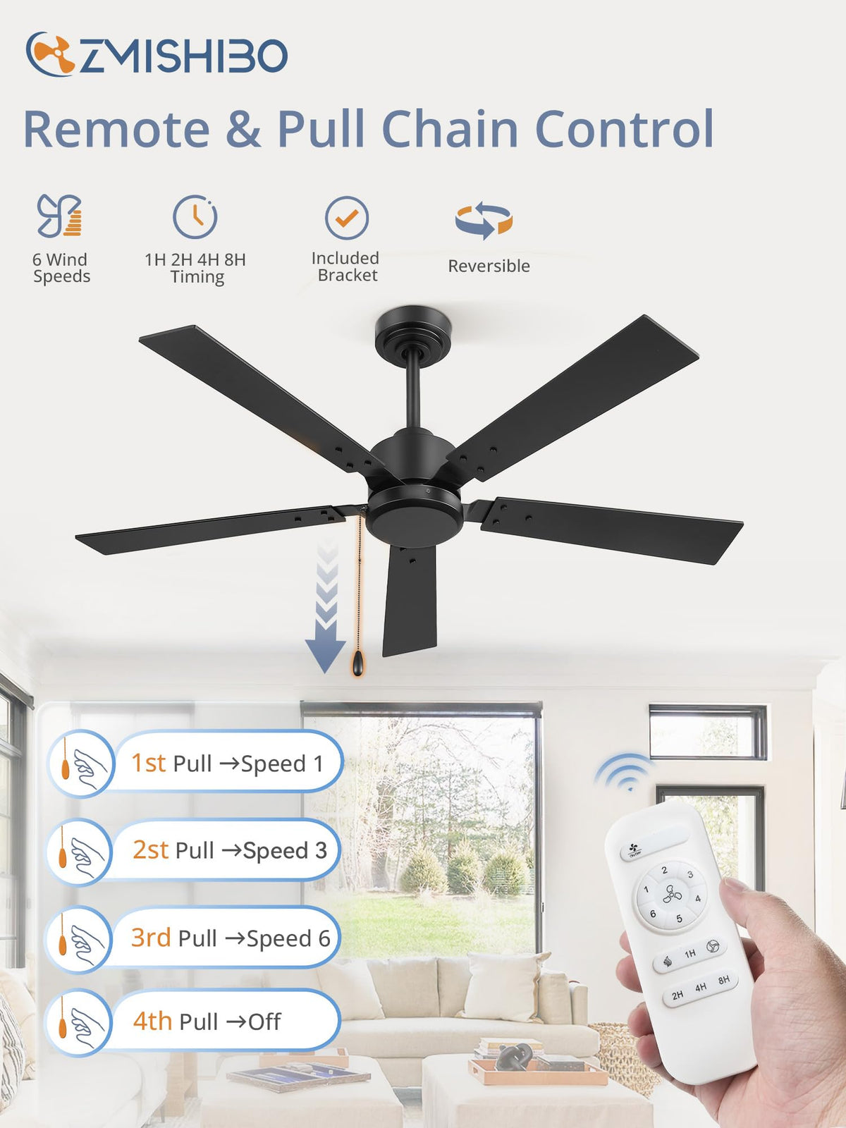 Zmishibo ceiling fan remote 6 speeds for flexible cooling at your fingertips.