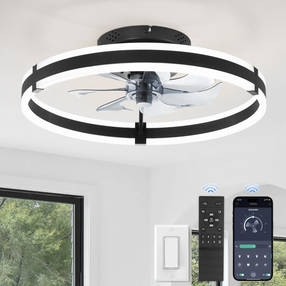 ZMISHIBO ceiling fan with light and remote ideal for bedrooms.