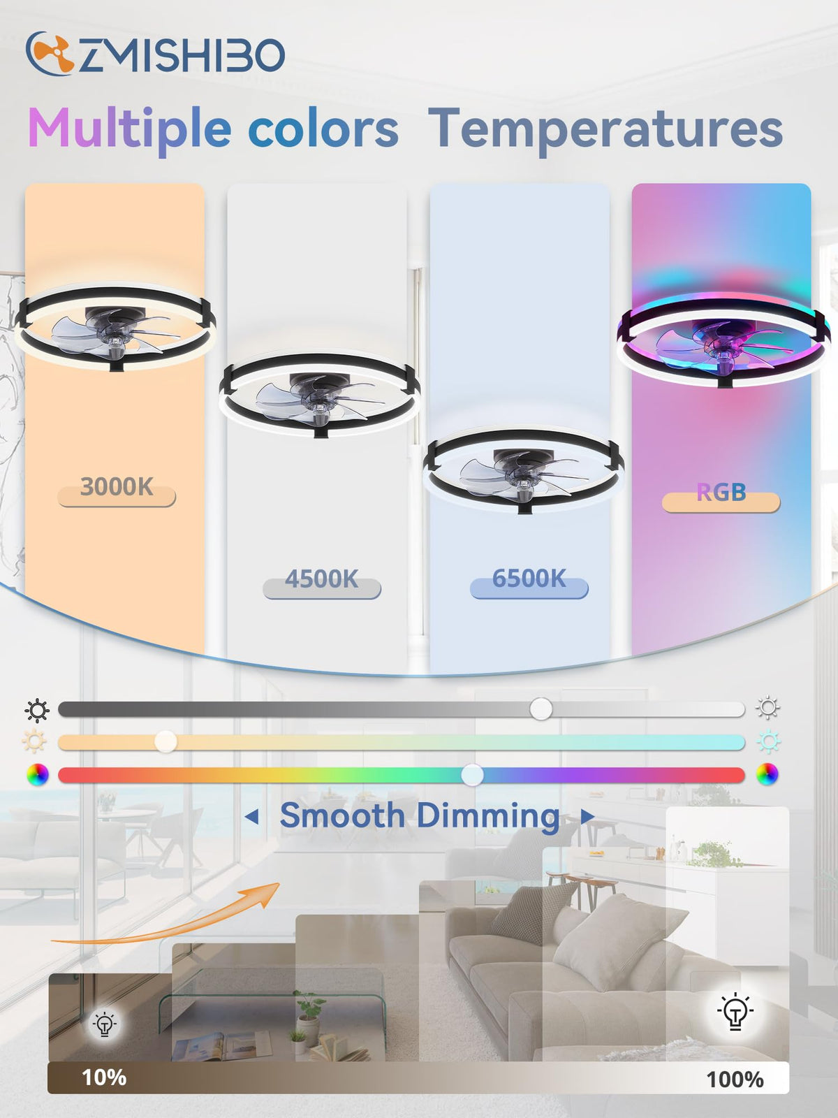 ZMISHIBO dual-ring lighting for mood and task illumination in one fixture.