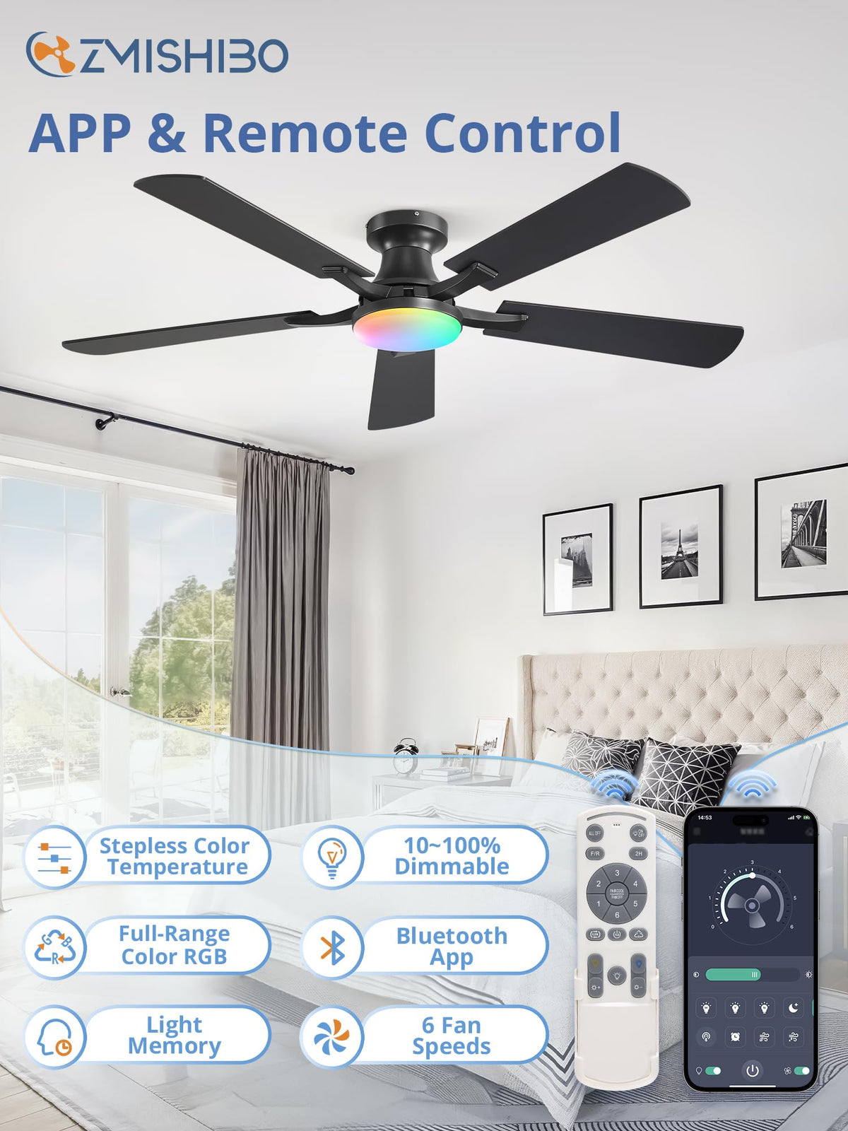 ZMISHIBO flush mount low profile design fits ceilings with minimal clearance