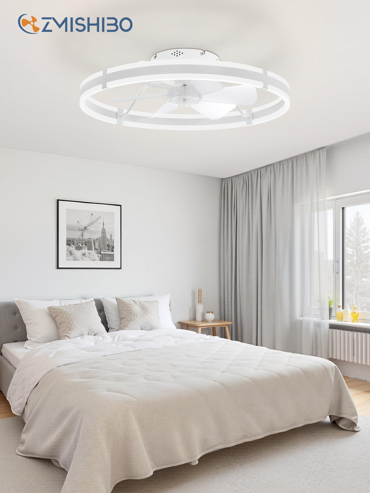 ZMISHIBO flush mount ceiling fan blends with modern decor