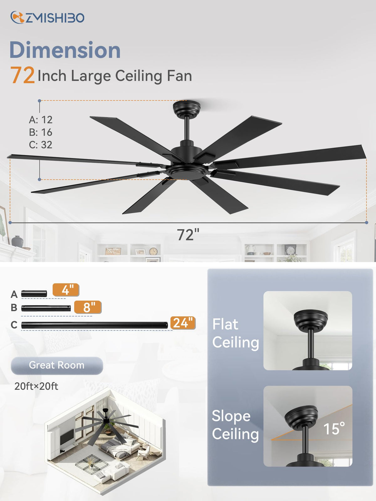 ZMISHIBO no-light design with black finish for clean aesthetics.