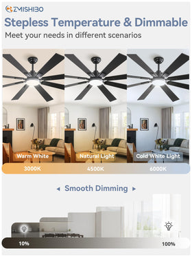 ZMISHIBO quiet DC motor delivering six speeds for serene comfort.