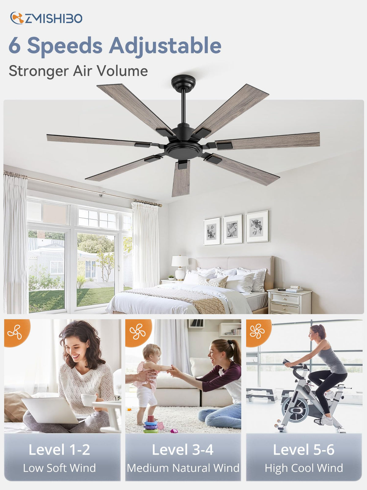 ZMISHIBO quiet DC motor delivers low-noise operation for bedrooms