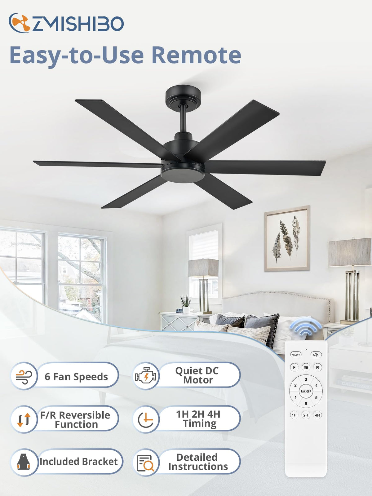 ZMISHIBO quiet DC motor provides efficient, low-noise operation for peaceful nights.