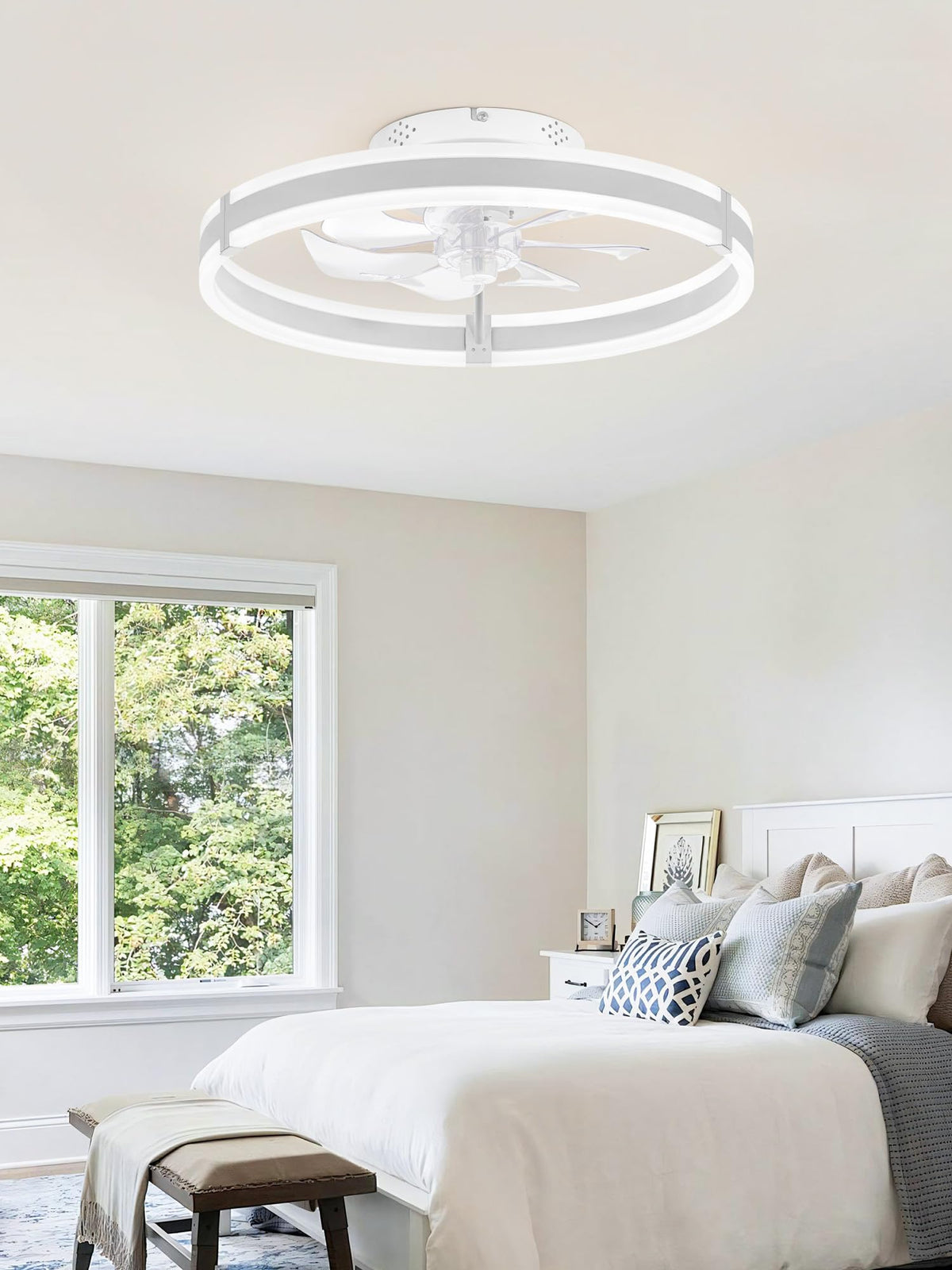 Quiet DC motor delivers strong airflow with minimal noise
