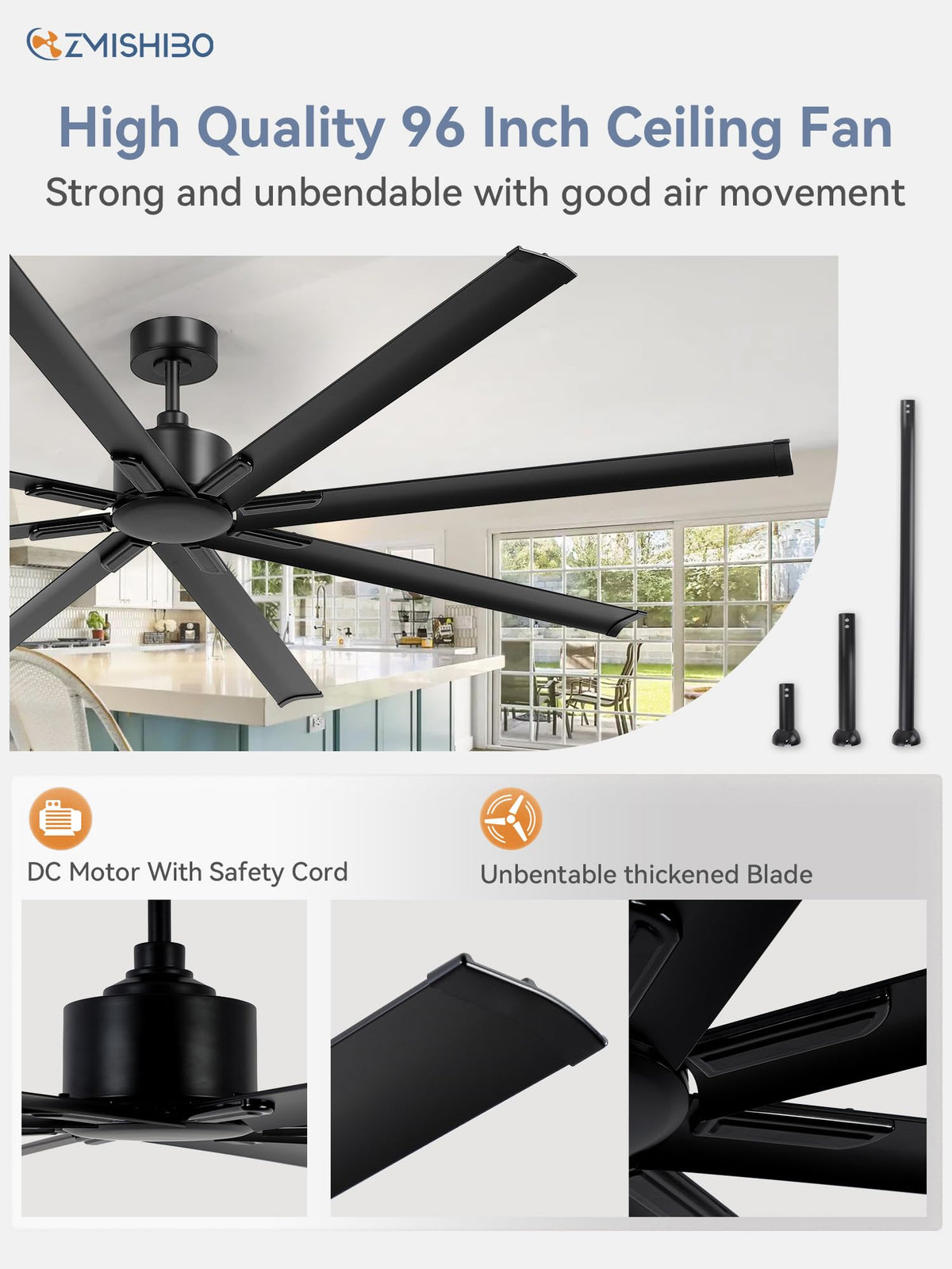 ZMISHIBO remote with 6-speed control allows easy adjustments.