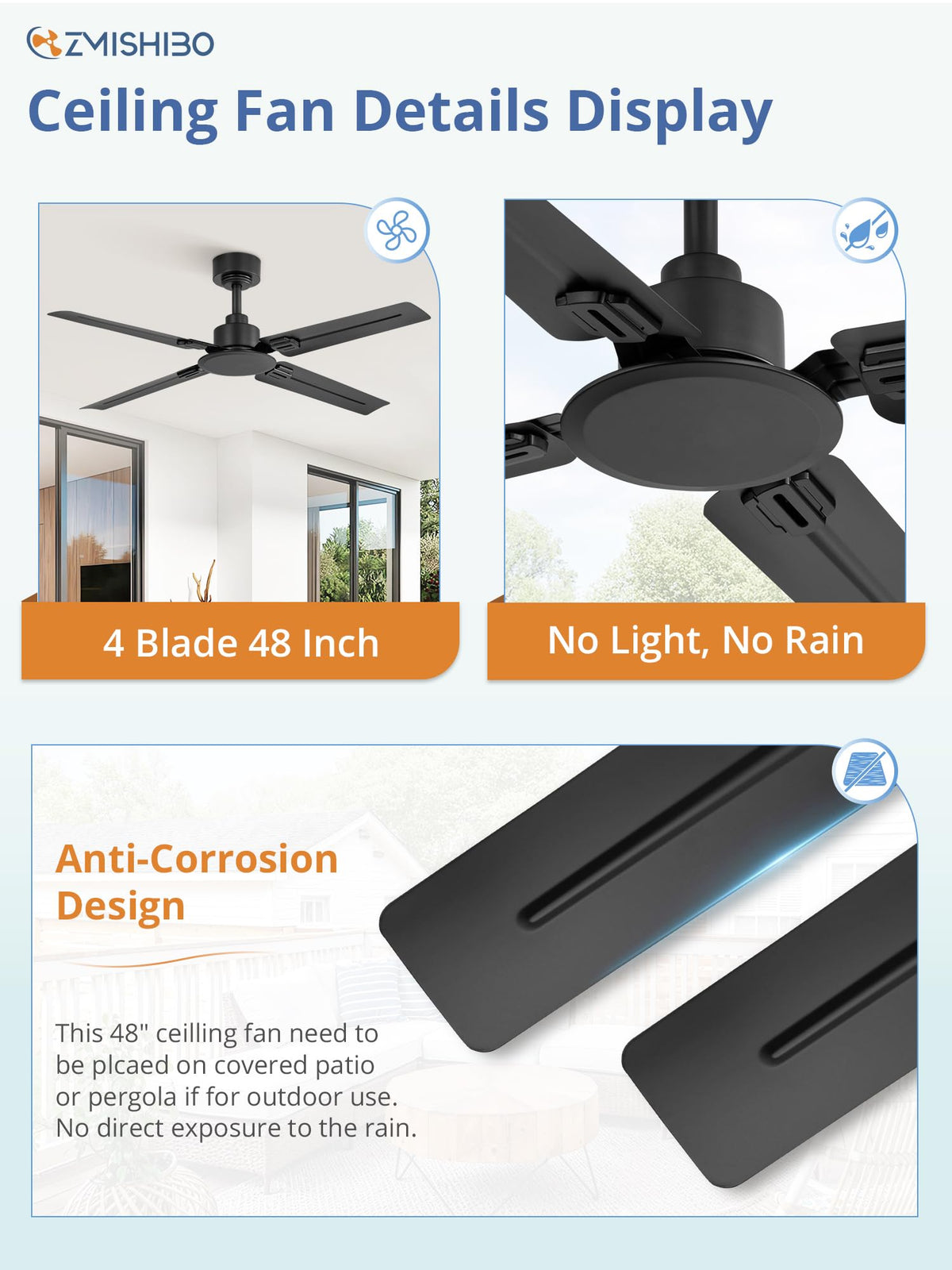 ZMISHIBO remote controls 6 speeds for customizable comfort.