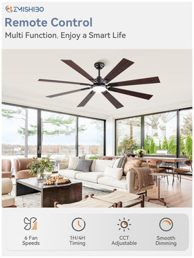 ZMISHIBO remote control demonstrating convenient light and fan management.