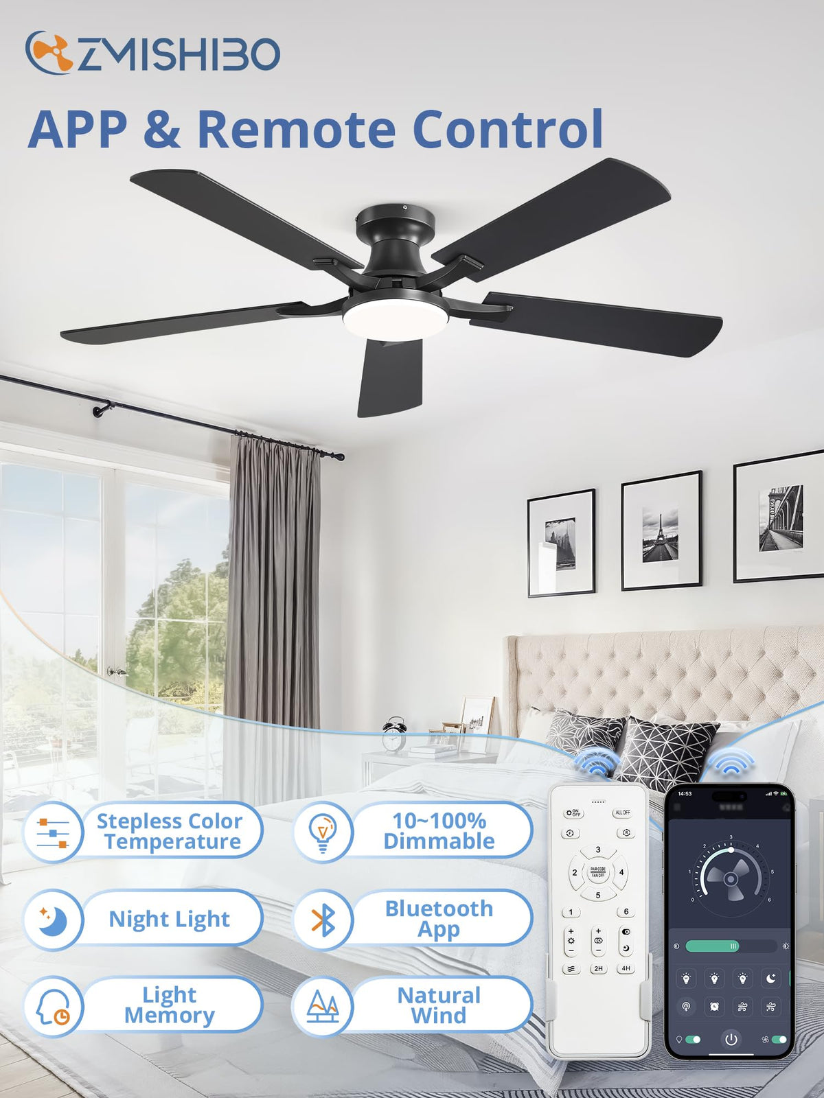 ZMISHIBO remote-control operation highlights convenient wireless control for everyday use.