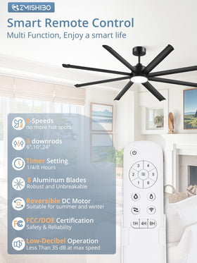 ZMISHIBO eight aluminum reversible blades ensure stable airflow.