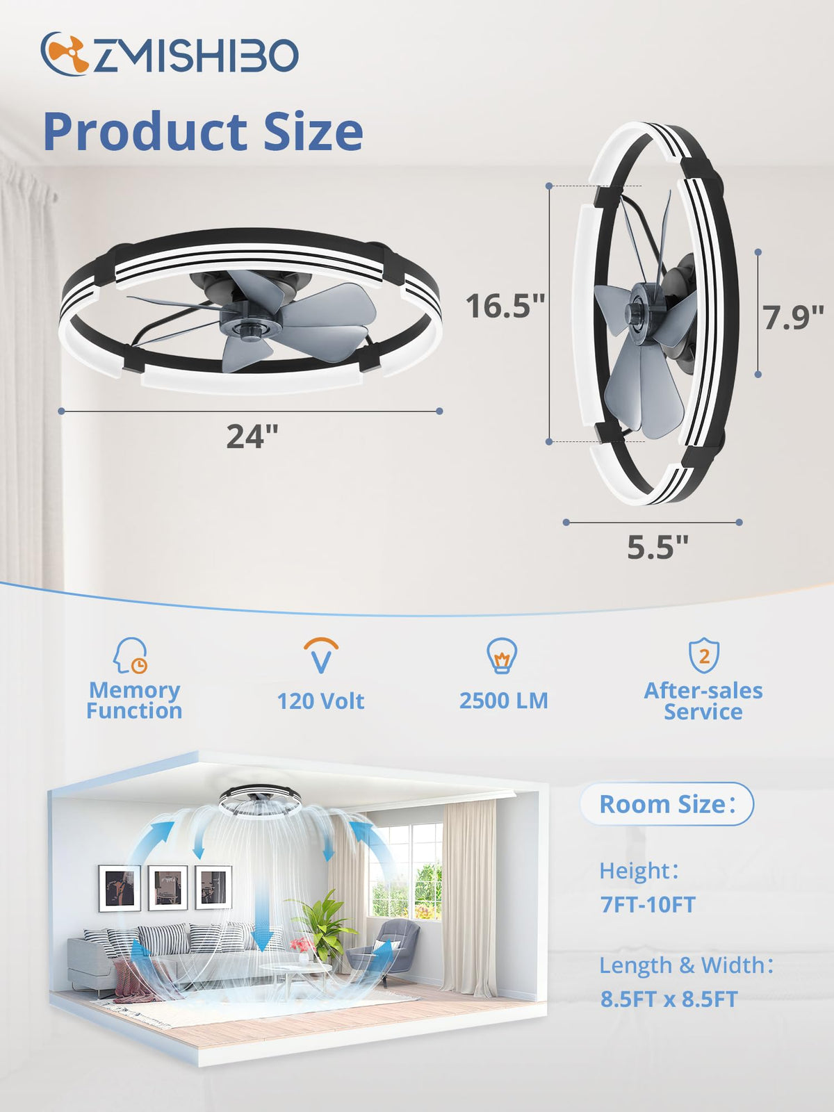 ZMISHIBO reversible motor supports downdraft and updraft airflow.