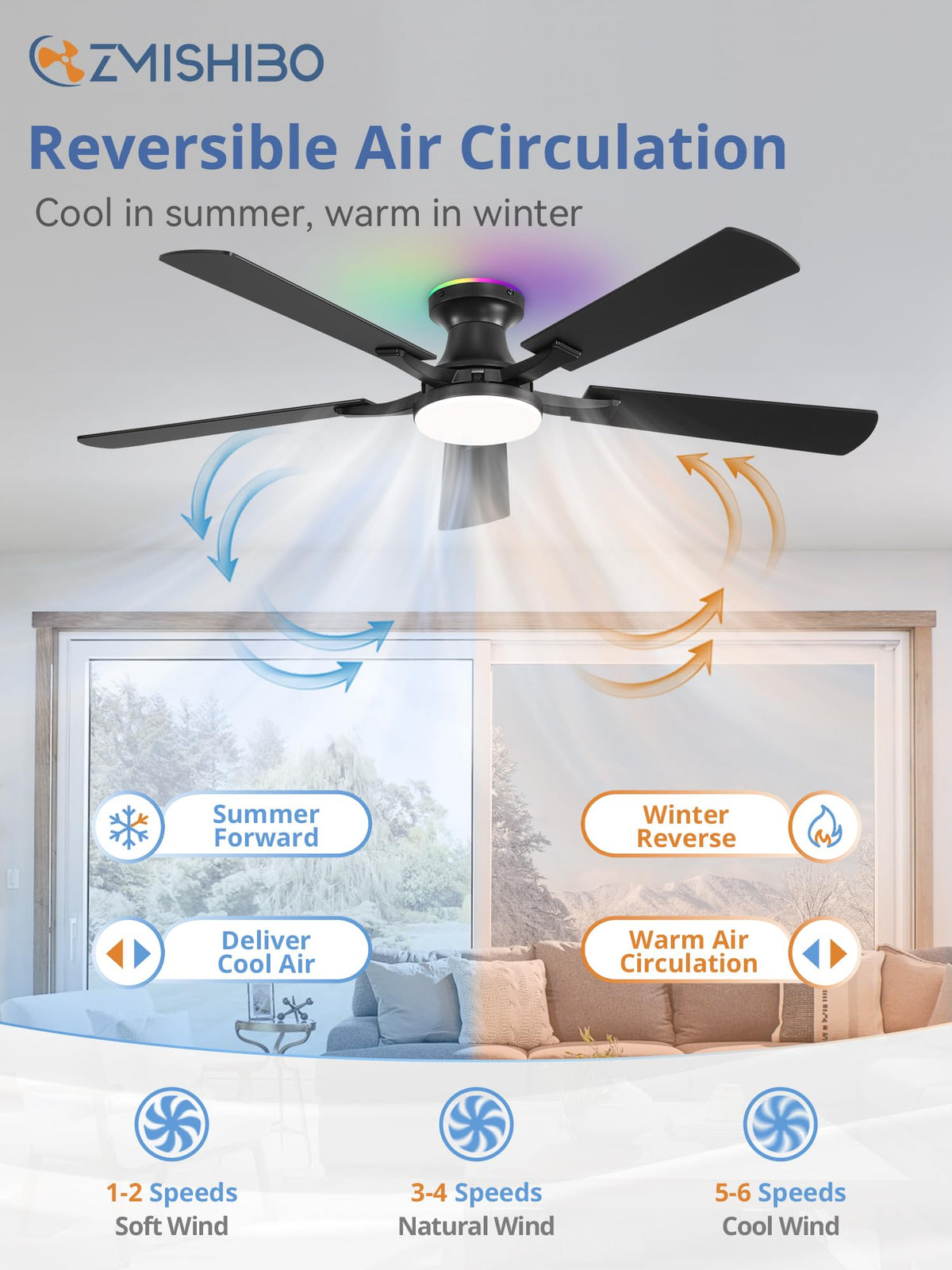 ZMISHIBO RGB color options enable color-rich ambience.