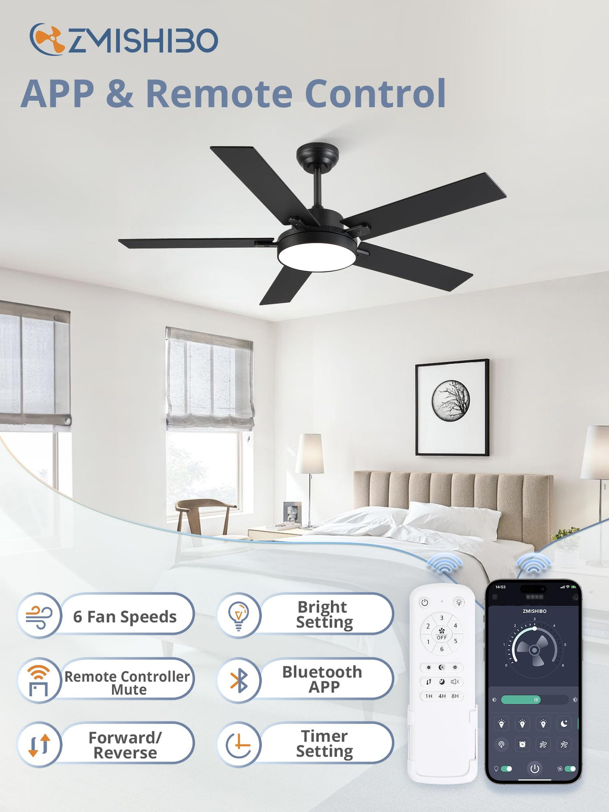 ZMISHIBO smart remote and app control for effortless adjustments